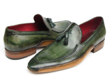 Paul Parkman Men's Side Handsewn Tassel Loafer Green Shoes (Id#082) Size 11.5 D(M) US