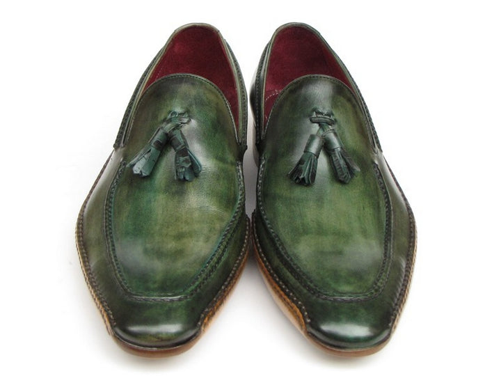 Paul Parkman Men's Side Handsewn Tassel Loafer Green Shoes (Id#082) Size 7.5 D(M) US