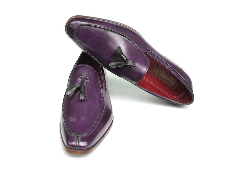 Paul Parkman Men's Tassel Loafer Purple Hand Painted Leather Shoes (Id#083) Size 11.5 D(M) Us