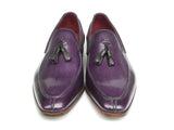 Paul Parkman Men's Tassel Loafer Purple Hand Painted Leather Shoes (Id#083) Size 9-9.5 D(M) Us