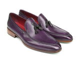 Paul Parkman Men's Tassel Loafer Purple Hand Painted Leather Shoes (Id#083) Size 7.5 D(M) Us