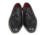 Paul Parkman Men's Tassel Loafer Black Woven Leather Shoes (Id#085)