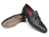 Paul Parkman Men's Tassel Loafer Black Woven Leather Shoes (Id#085) Size 7.5 D(M) US