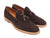 Paul Parkman Men's Tassel Loafer Brown Suede Shoes (Id#087)