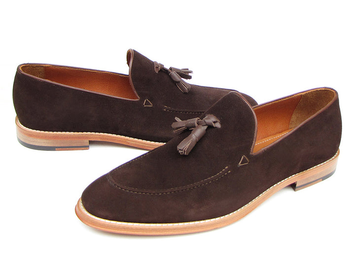 Paul Parkman Men's Tassel Loafer Brown Suede Shoes (Id#087)