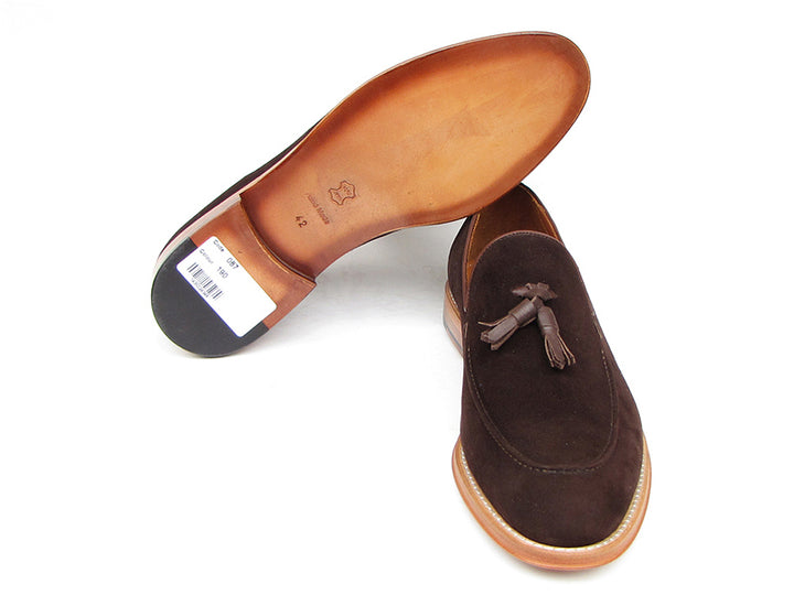 Paul Parkman Men's Tassel Loafer Brown Suede Shoes (Id#087) Size 7.5 D(M) US