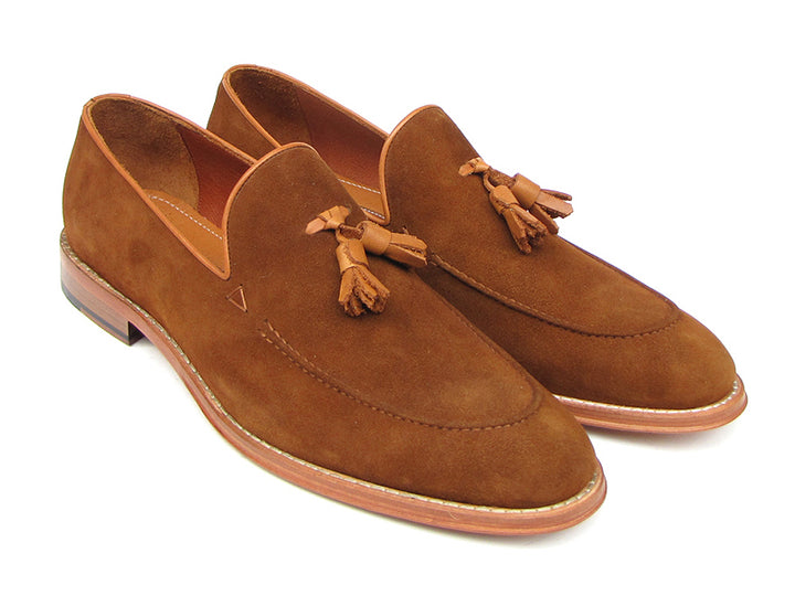 Paul Parkman Men's Tassel Loafer Tobacco Suede Shoes (Id#087) Size 13 D(M) US