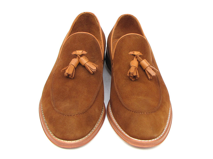 Paul Parkman Men's Tassel Loafer Tobacco Suede Shoes (Id#087)