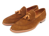 Paul Parkman Men's Tassel Loafer Tobacco Suede Shoes (Id#087) Size 8-8.5 D(M) US