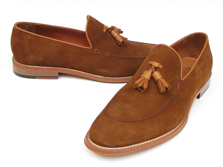 Paul Parkman Men's Tassel Loafer Tobacco Suede Shoes (Id#087) Size 12-12.5 D(M) US