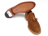 Paul Parkman Men's Tassel Loafer Tobacco Suede Shoes (Id#087)