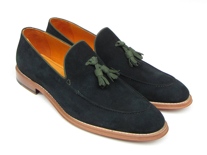 Paul Parkman Men's Tassel Loafer Green Suede Shoes (Id#087) Size 13 D(M) US