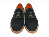 Paul Parkman Men's Tassel Loafer Green Suede Shoes (Id#087) Size 6 D(M) US