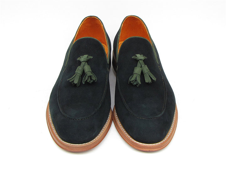 Paul Parkman Men's Tassel Loafer Green Suede Shoes (Id#087)