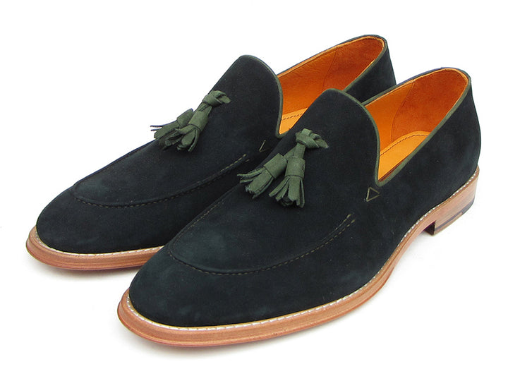 Paul Parkman Men's Tassel Loafer Green Suede Shoes (Id#087)