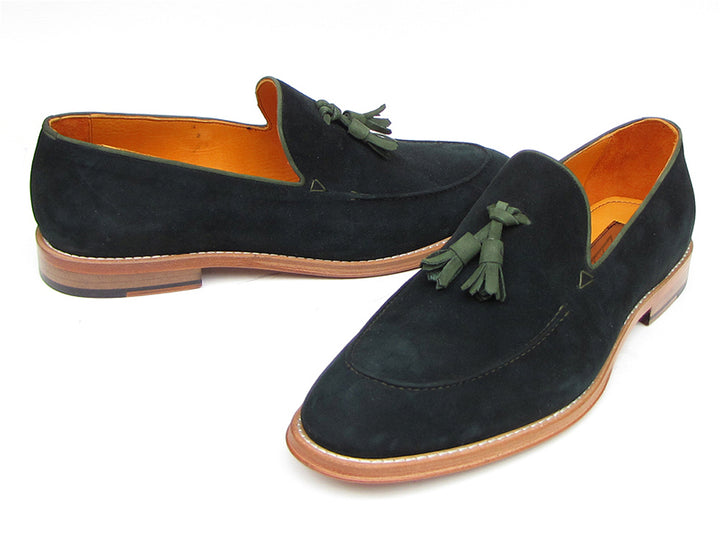 Paul Parkman Men's Tassel Loafer Green Suede Shoes (Id#087) Size 7.5 D(M) US