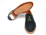 Paul Parkman Men's Tassel Loafer Green Suede Shoes (Id#087) Size 6 D(M) US