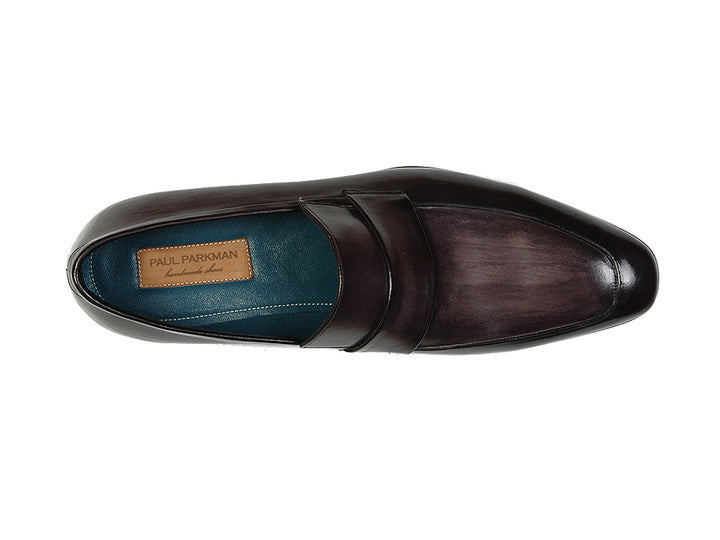 Paul Parkman Men's Loafer Black & Gray Hand-Painted Leather Shoes (Id#093) Size 9-9.5 D(M) Us