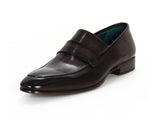 Paul Parkman Men's Loafer Black & Gray Hand-Painted Leather Shoes (Id#093) Size 7.5 D(M) Us