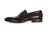 Paul Parkman Men's Loafer Black & Gray Hand-Painted Leather Shoes (Id#093) Size 6.5-7 D(M) Us
