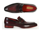 Paul Parkman Men's Loafer Purple & Black Hand-Painted Leather Shoes (Id#093)