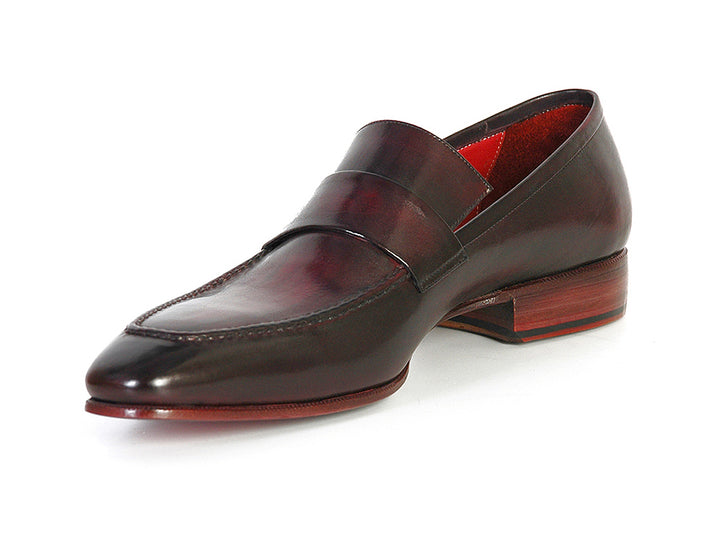 Paul Parkman Men's Loafer Purple & Black Hand-Painted Leather Shoes (Id#093) Size 12-12.5 D(M) Us