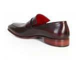 Paul Parkman Men's Loafer Purple & Black Hand-Painted Leather Shoes (Id#093) Size 6.5-7 D(M) Us
