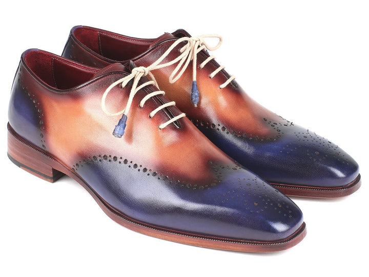 Paul Parkman Blue & Camel Wingtip Oxfords Shoes (ID#097BX11) Size 6 D(M) US