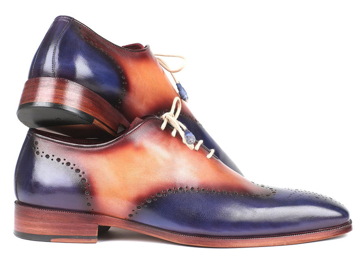 Paul Parkman Blue & Camel Wingtip Oxfords Shoes (ID#097BX11)