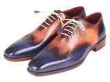 Paul Parkman Blue & Camel Wingtip Oxfords Shoes (ID#097BX11) Size 9-9.5 D(M) US
