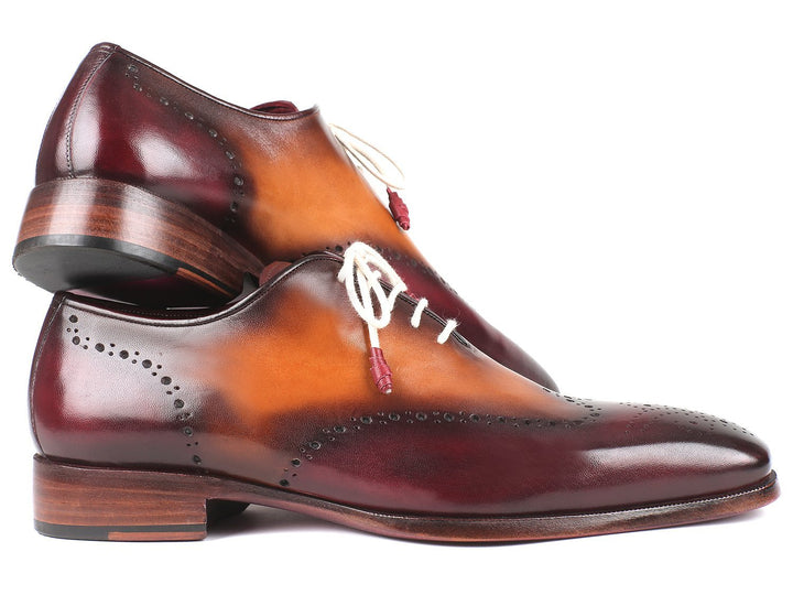 Paul Parkman Bordeaux & Camel Wingtip Oxfords Shoes (ID#097BY30) Size 8-8.5 D(M) US