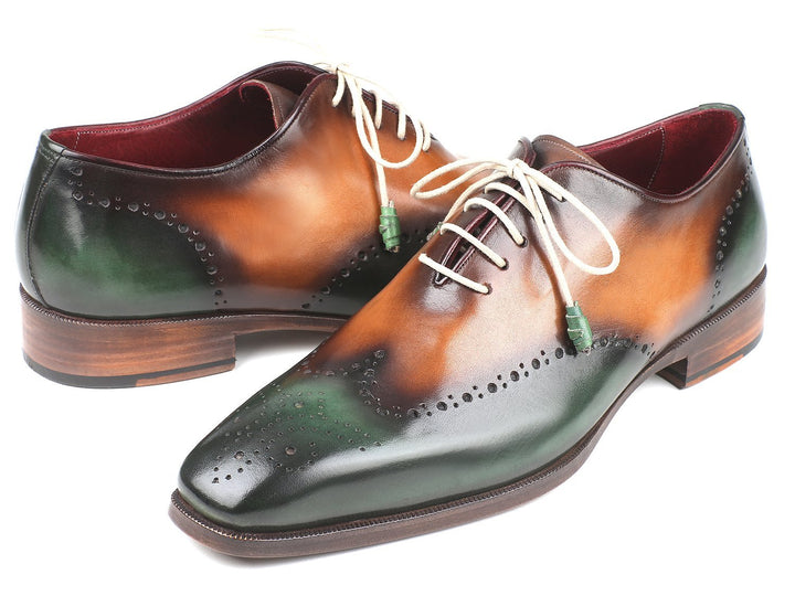 Paul Parkman Green & Camel Wingtip Oxfords Shoes (ID#097GV22)