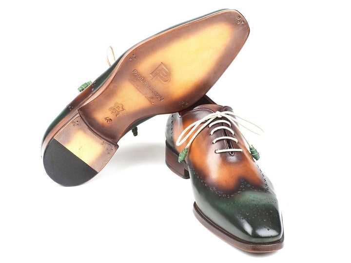 Paul Parkman Green & Camel Wingtip Oxfords Shoes (ID#097GV22) Size 13 D(M) US