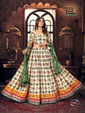 Navratri Special Multicolor Printed Lehenga Choli with Green Dupatta- NN-1001