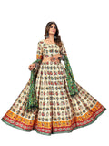 Navratri Special Multicolor Printed Lehenga Choli with Green Dupatta- NN-1001