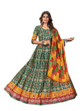 Navratri Special Printed Green Lehenga Choli with Multicolor Dupatta- NN-1005