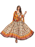 Navratri Special Cream Lehenga Choli with Multicolor Dupatta- NN-1006