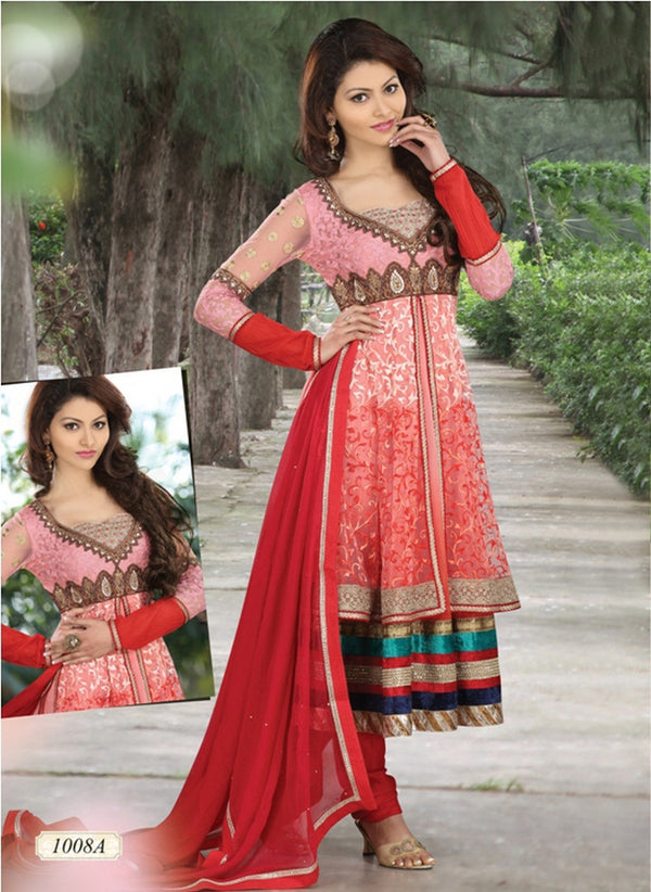 Alluring Pink Resham Anarkali Churidar (D. No. 1008-A)