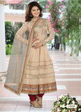 Cream Chiffon Net and Faux Georgette Anarkali Salwar Kameez (D. No. 1009-B)