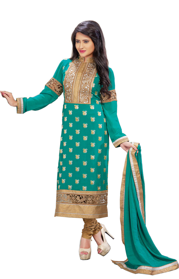 Stunning Teal and Gold Kurti Churidar