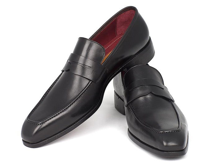 Paul Parkman Men's Penny Loafer Black Calfskin Shoes (ID#10BLK29)