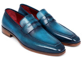 Paul Parkman Men's Penny Loafer Blue & Turquoise Calfskin Shoes (ID#10TQ84) Size 9.5-10 D(M) US