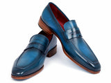 Paul Parkman Men's Penny Loafer Blue & Turquoise Calfskin Shoes (ID#10TQ84) Size 12-12.5 D(M) US