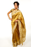 Gold Kantha-work Silk Sari