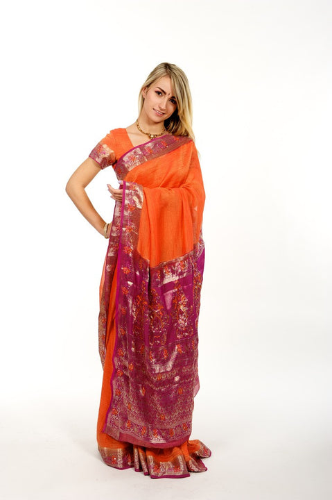 Orange and Pink Luxe Sari