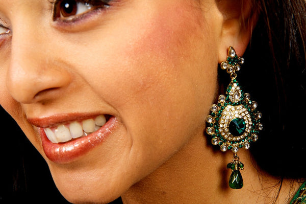 Green Jumkha Earrrings