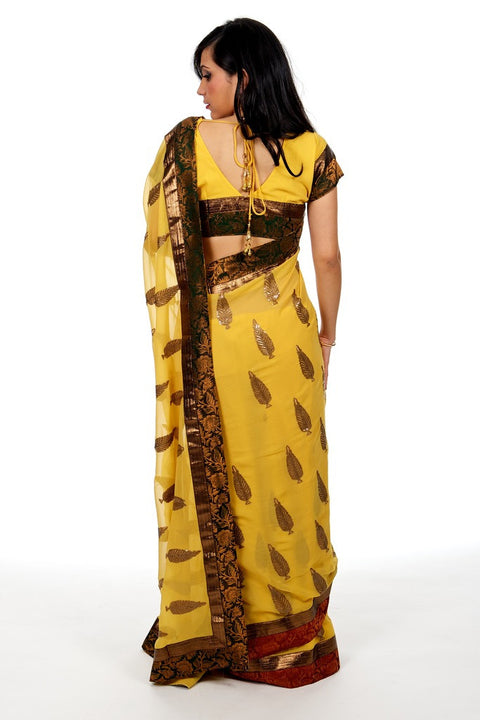 Leaves of Gold Party-Wear Sari