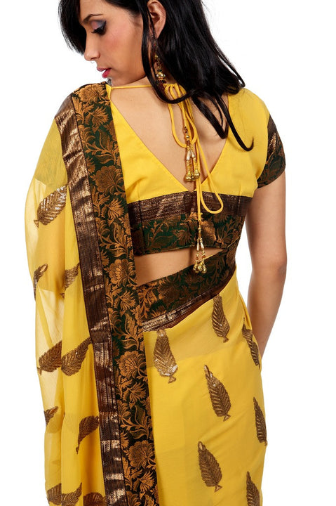 Leaves of Gold Party-Wear Sari