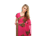 Fun and Flirty in Fuchsia Party-Wear Sari