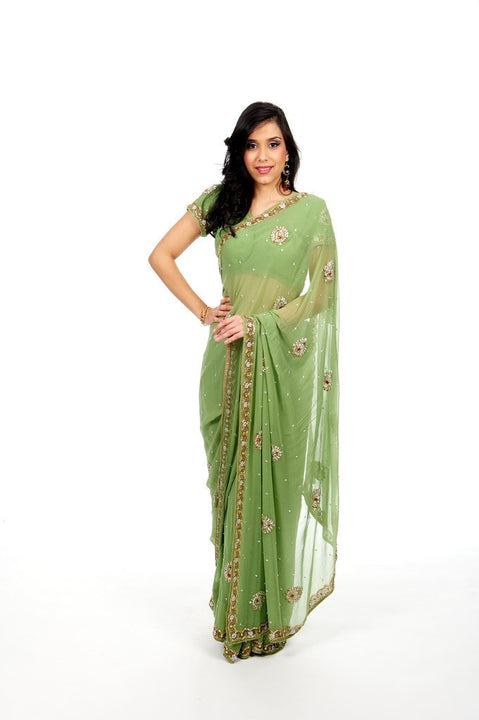 Soft and Subtle Elegant Green Sari